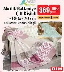 SESLİ HOME AKRİLİK BATTANİYE ÇİFT KİŞİLİK 180X220 CM